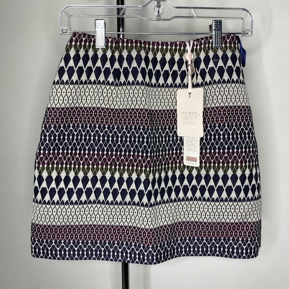 Ted Baker Metallic Jaquard Mini Skirt